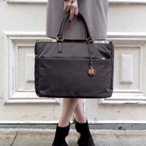 LO & SONS Brookline Black Nylon Laptop Crossbody Silver Tone Hardware Bag